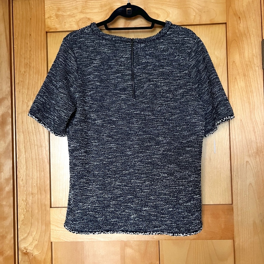 Banana Republic Short Sleeve Black and White Party Top with Metallic Accents